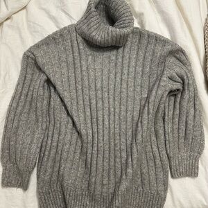 Gray turtleneck sweater